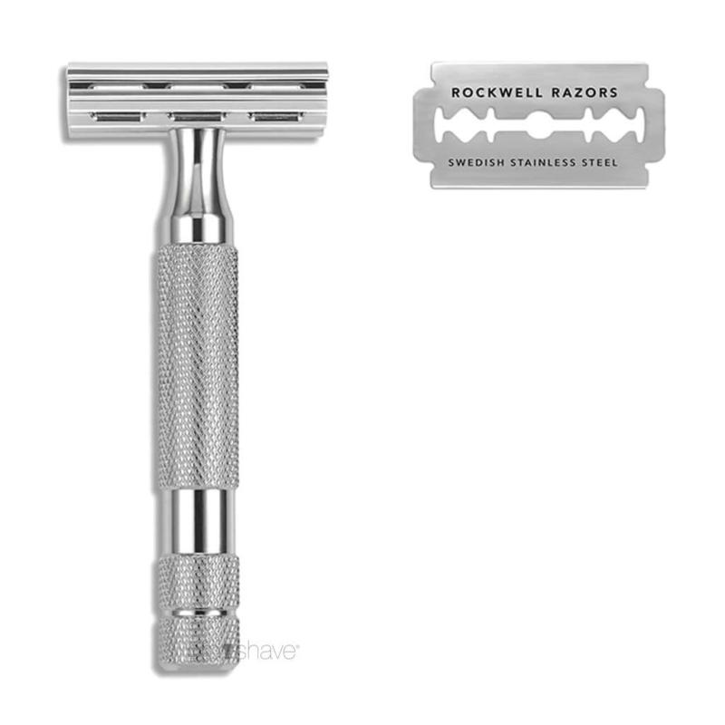 Rockwell 2C Justerbar Barberkniv i Hvid Krom - Udsalg!