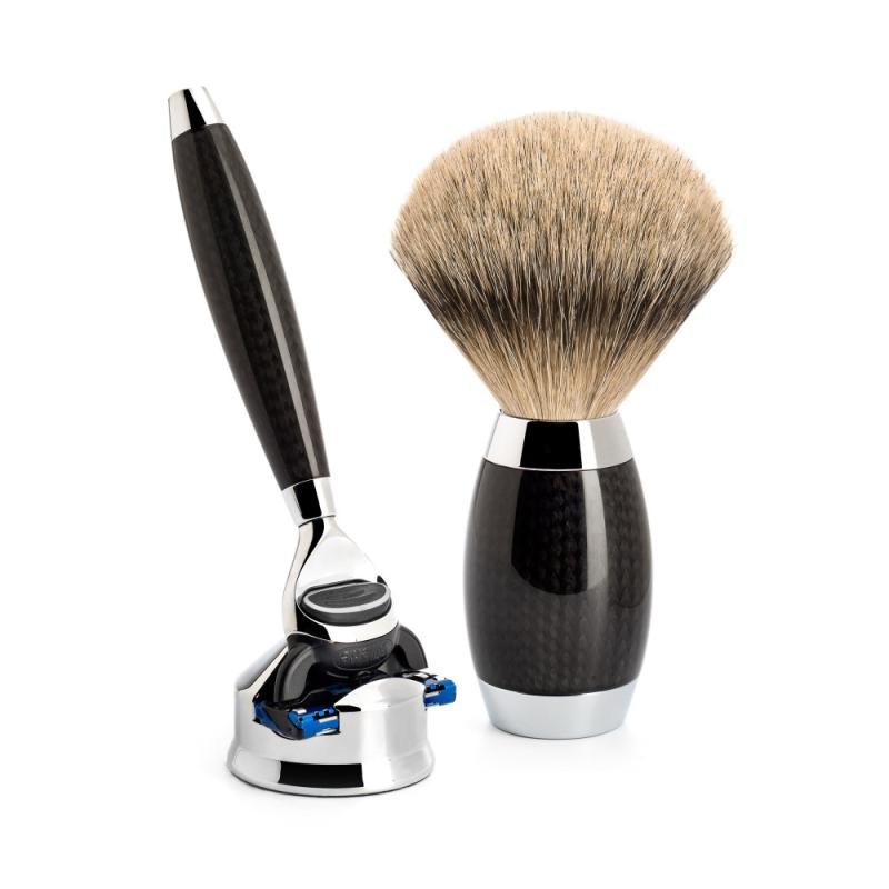 M? Hle Edition No  1  Barbersæt Med Skraber  Barberkost Og Holder Til Skraber  Carbon