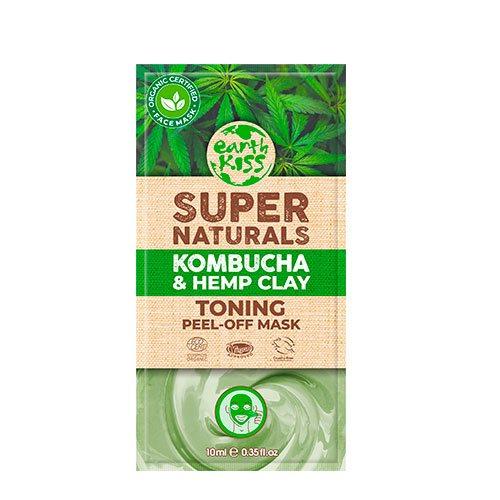 Earth Kiss Super Naturals Ansigtsmaske Kombucha   Hemp Clay Toning Peel Off   10 Ml