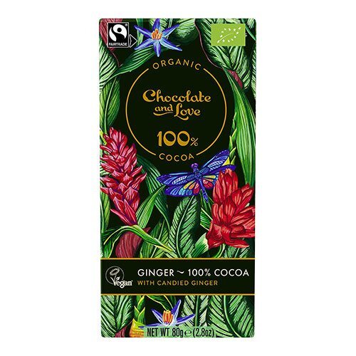 Chocolate And Love Chokolade 100  Kakao Med Kandiseret Ingefær ø  80g