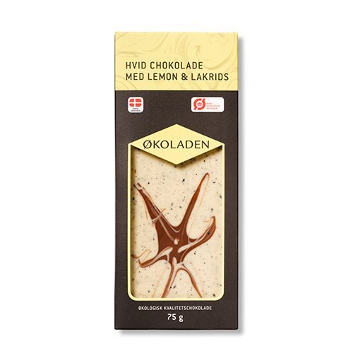 økoladen Chokolade Hvid Lemon Lakrids ø  75g