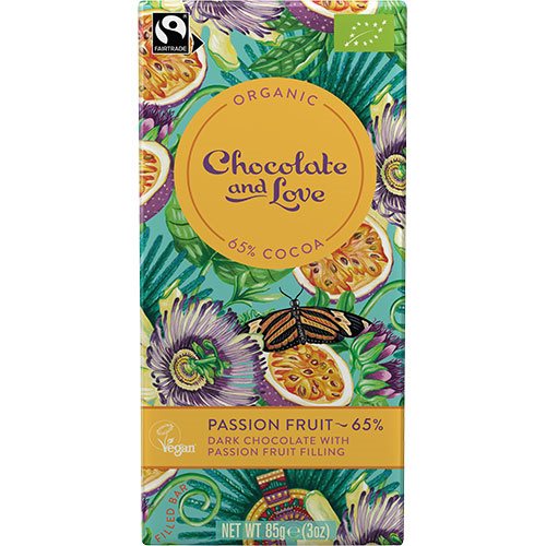 Chocolate And Love Chokolade Med Passionsfrugt Fyld økologisk   85 G