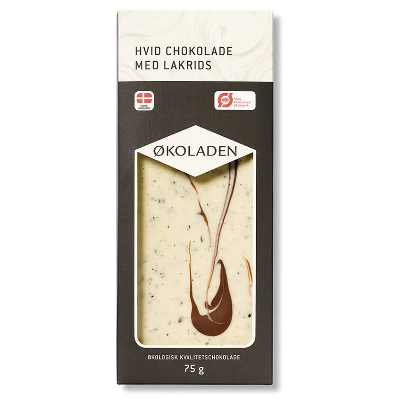 økoladen   økologisk Hvid Chokolade   Lakrids