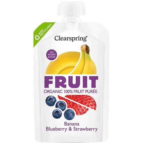 Clearspring Banan  Blåbær   Jordbær Frugtpur?  økologisk   100 G