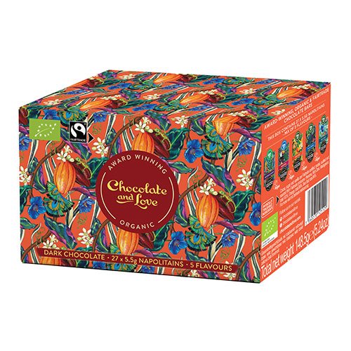 Chocolate And Love Cacao Oasis Ballotin æske 27x5 5 G 5 Var  økologisk   148 G