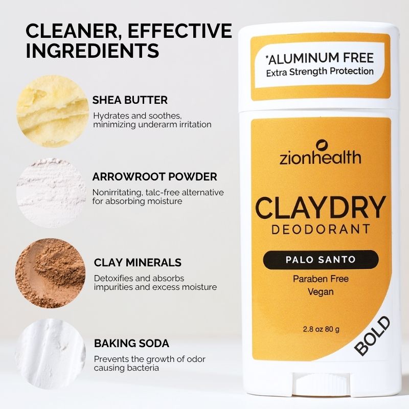 Zionhealth   Bio Claydry Deodorant   Palo Santo
