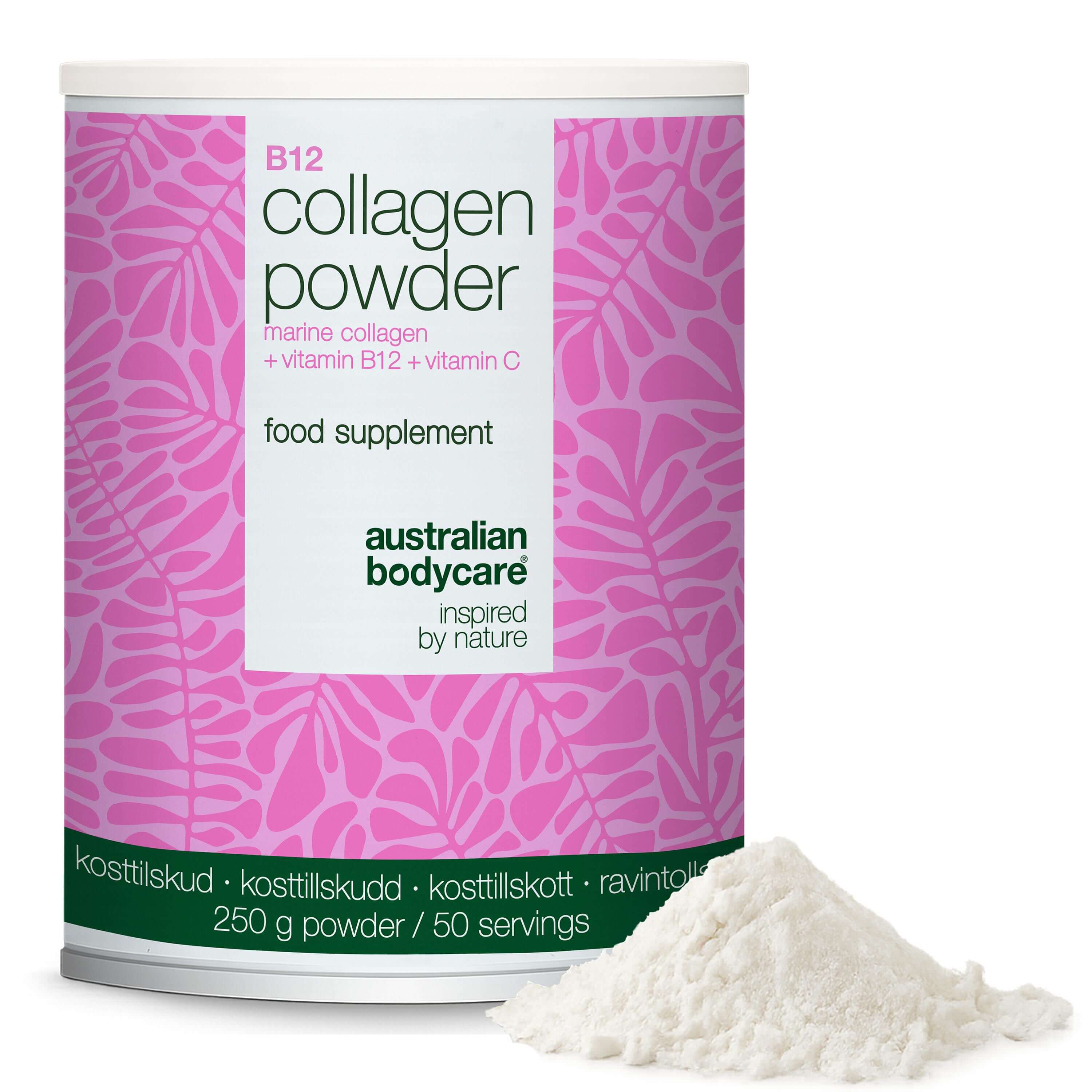 Kollagenpulver Med B12 Og C Vitamin     250 G Marinekollagen ?  Kollagenpulver Til Daglig Brug I Mad Og Drikke  Indeholder Marint Kollagen  C Vitamin Og B12 Vitamin    1 Stk