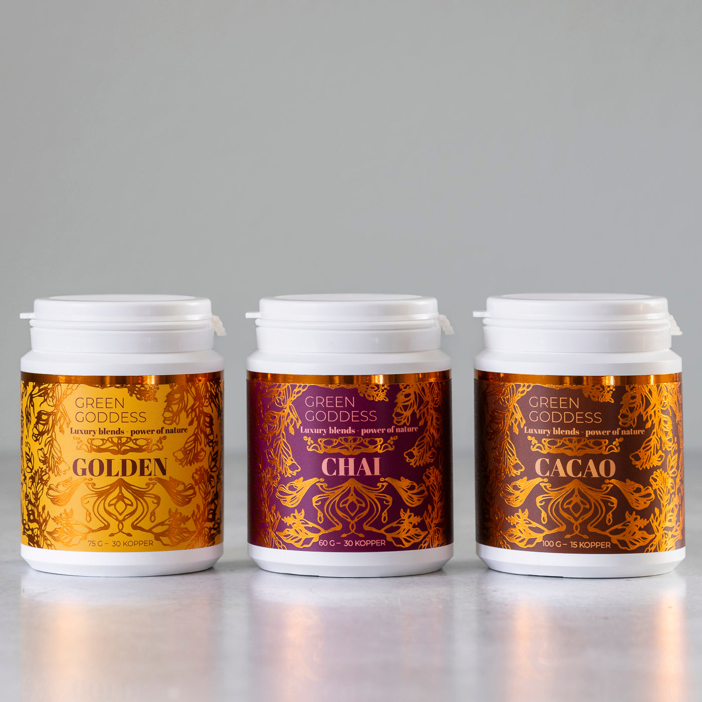 Cacao Blend   Golden Blend   Chai Blend